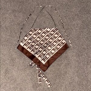 Brown and Cream Logo Scarf Top